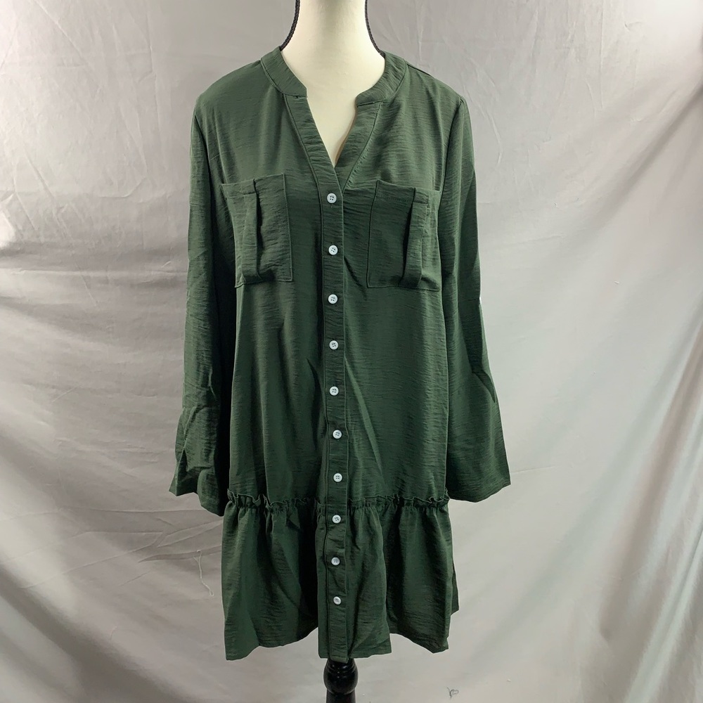 Green Ruffle Hem Smock Dress - Picture 6 of 6